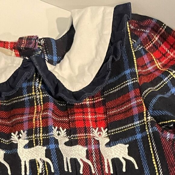 Marie Nicole Cotton Plaid Reindeer Christmas Dress Size Small (2 years) - Picture 5 of 6